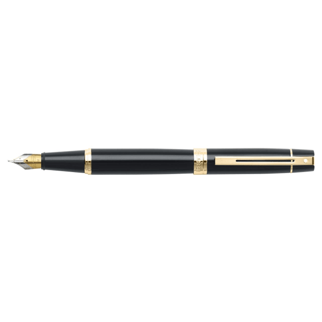 Sheaffer 300 Glossy Black Fountain Pen with Gold Tone Trim