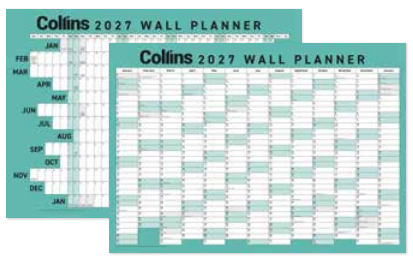 Collins Wallplanner A2 Unlaminated Green 2027