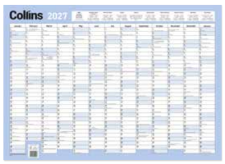 Collins Wallplanner Laminated 695X495mm With Pen 2027