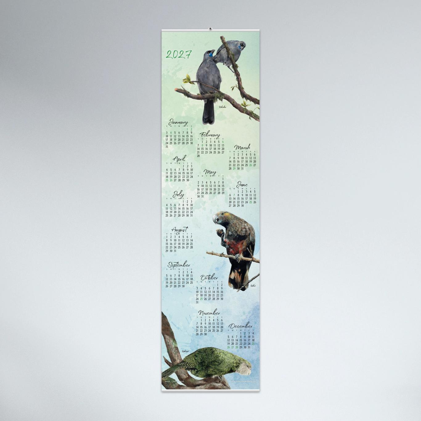 Bird Scroll Wall Calendar