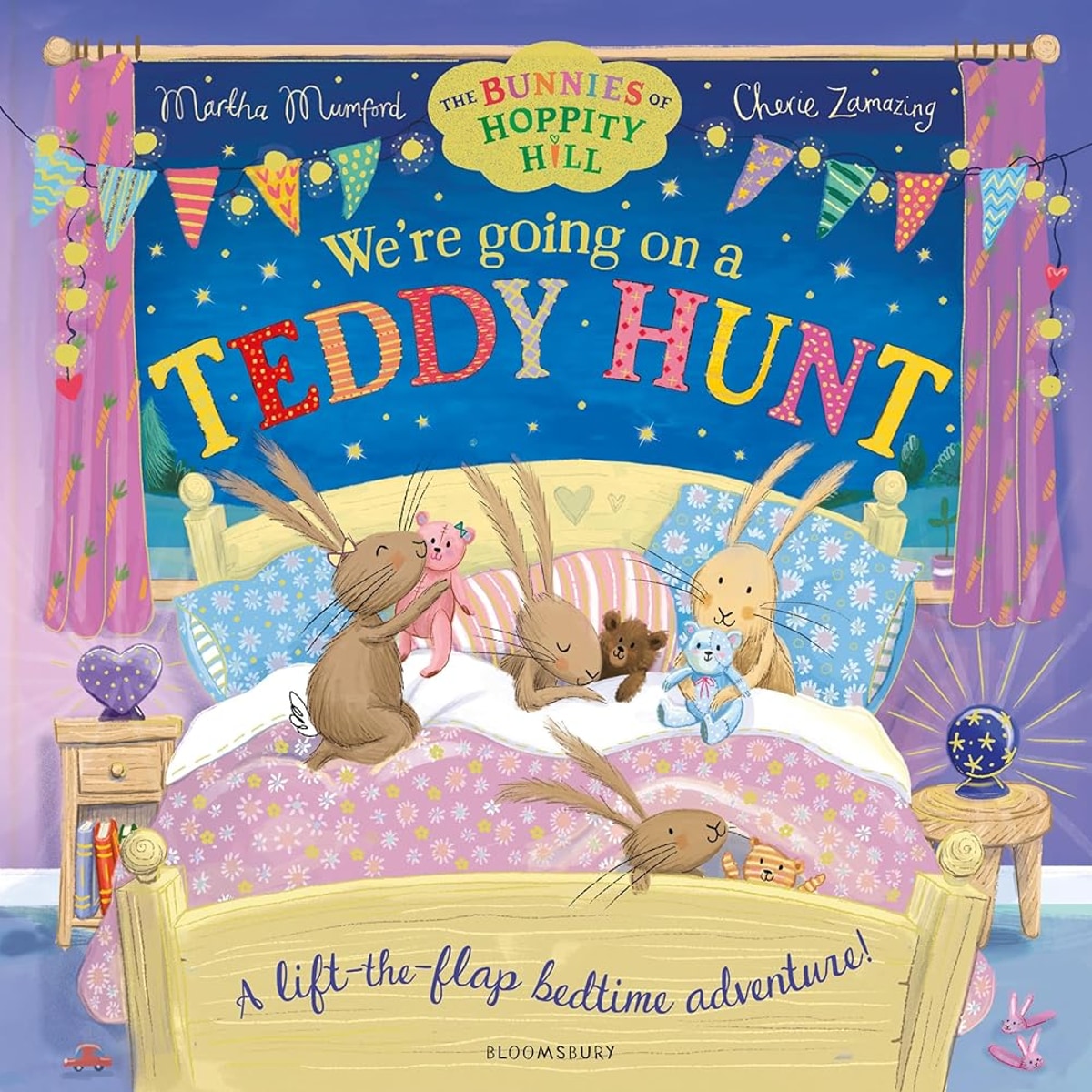 We're Going on a Teddy Hunt: A Bedtime Lift-the-Flap Adventure (The Bunnies of Hoppity Hill) cover image
