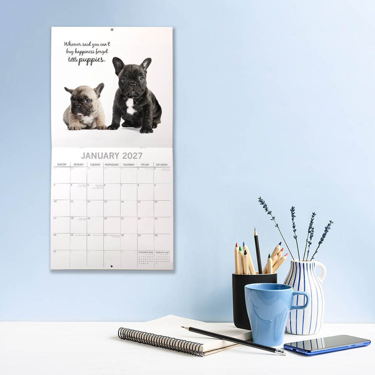 2027 Adorable Dogs Square Wall Calendar