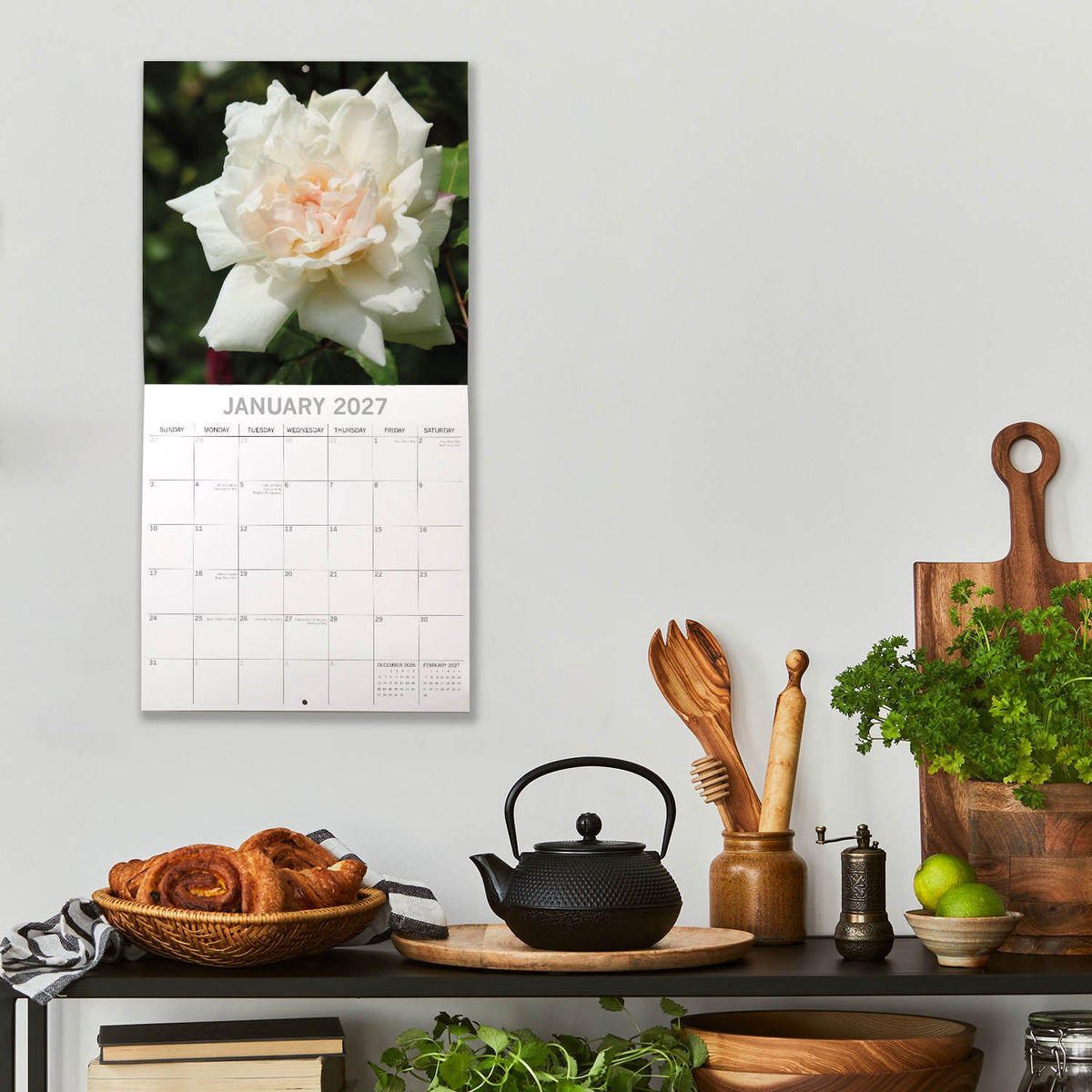 2027 Roses Square Wall Calendar