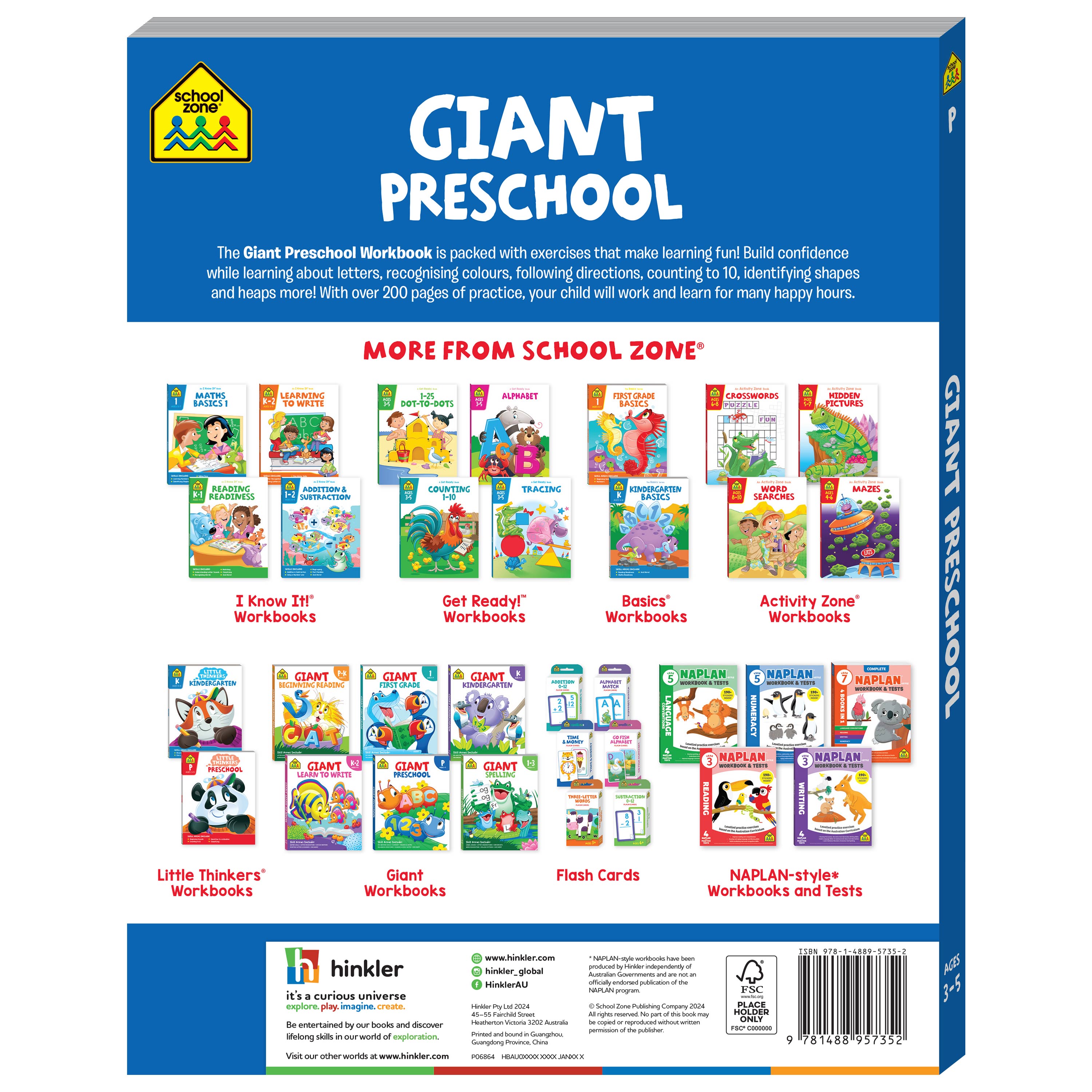 School Zone Giant Preschool Workbook Ages 3-5