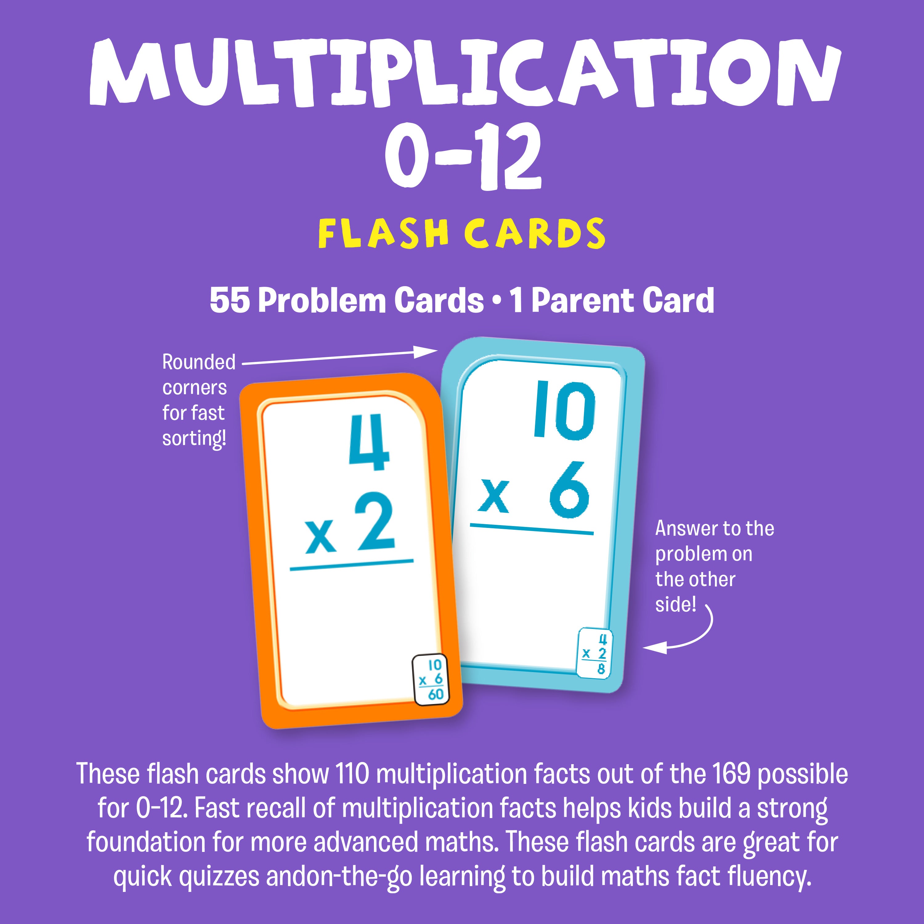 School Zone Multiplication 0-12 Flash Cards Ages 8+ 56 Cards
