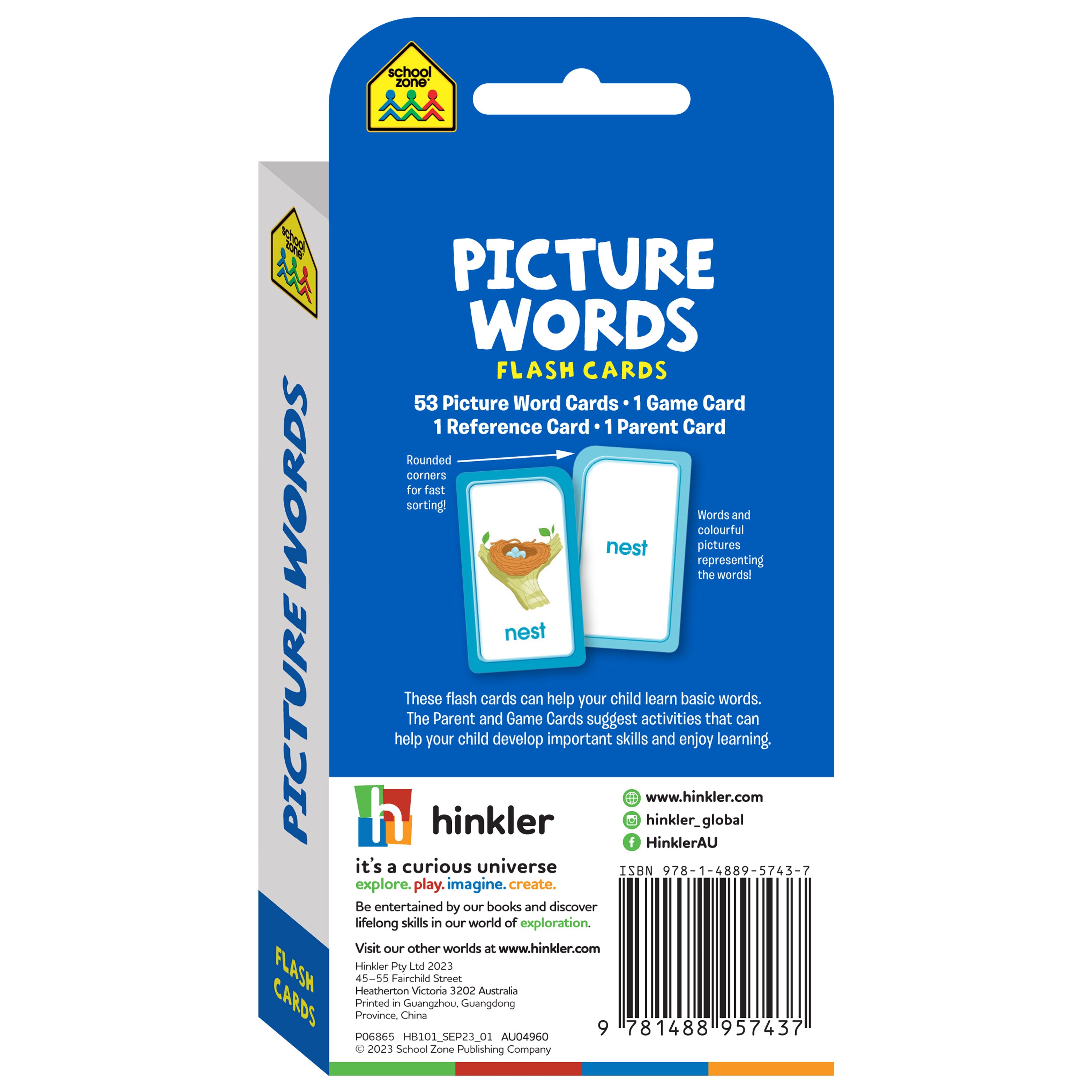 School Zone Picture Words Flash Cards Ages 4+ 56 Cards
