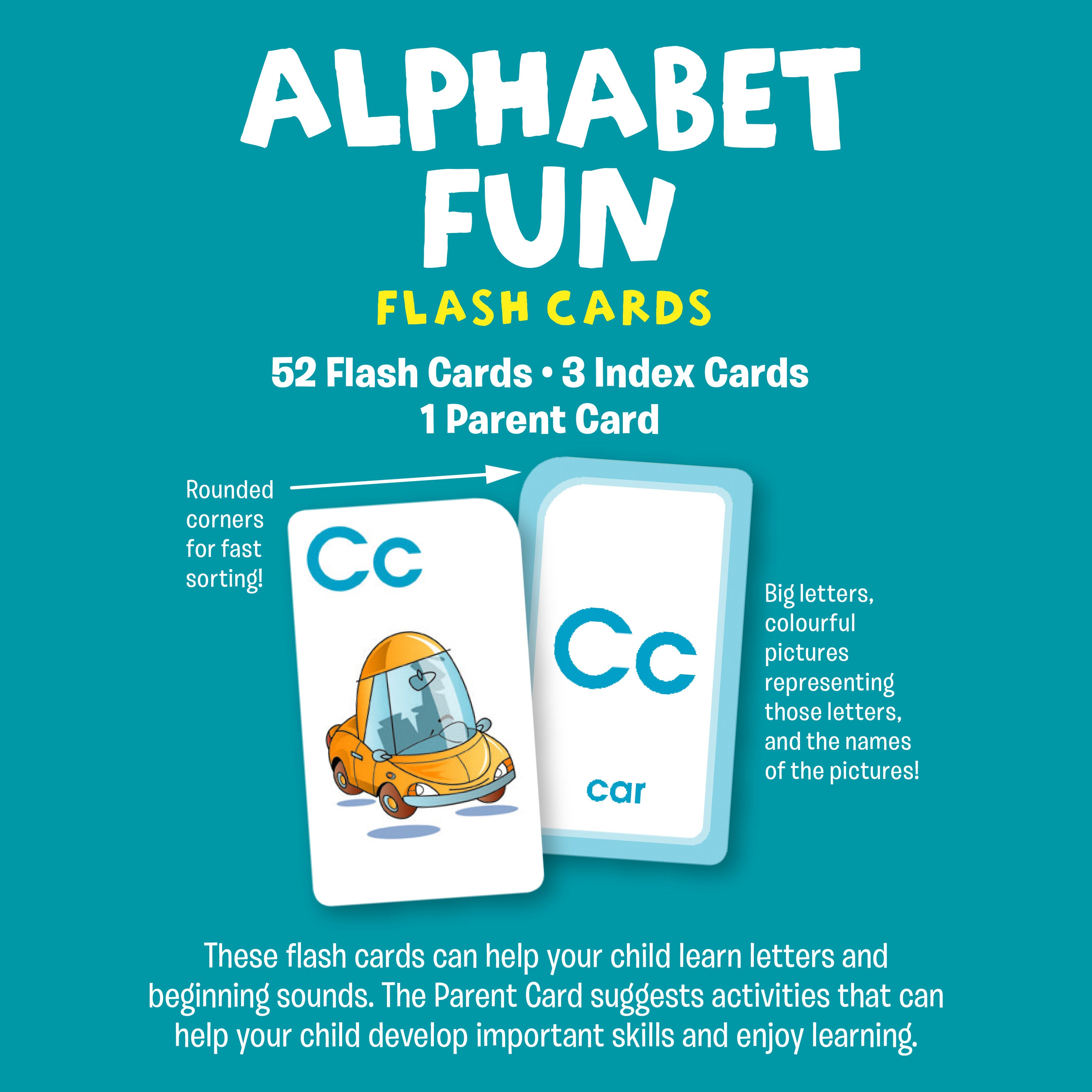 School Zone Alphabet Fun Flash Cards Ages 4+ 56 Cards