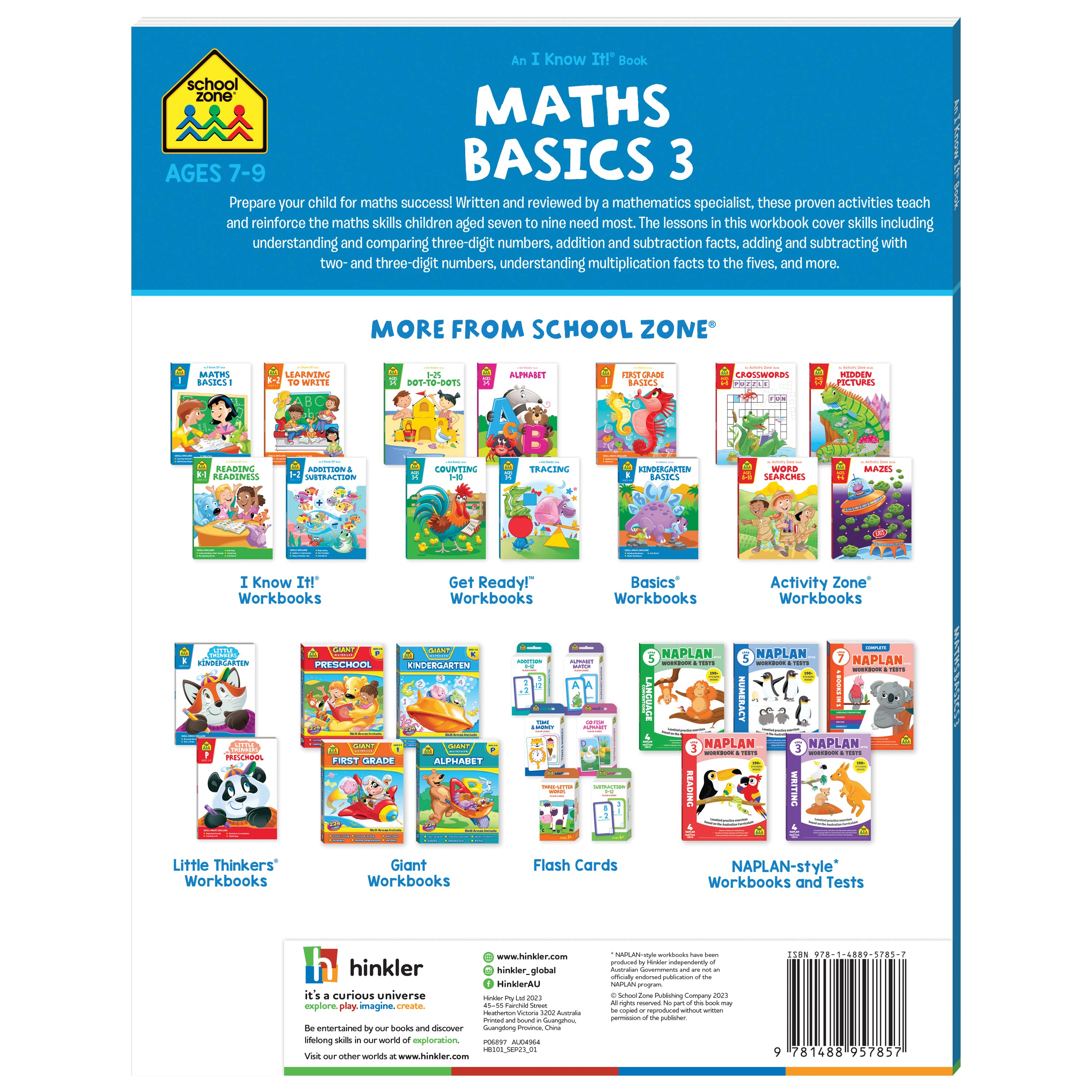 School Zone I Know It! Maths Basics 3 Workbook Ages 7-9