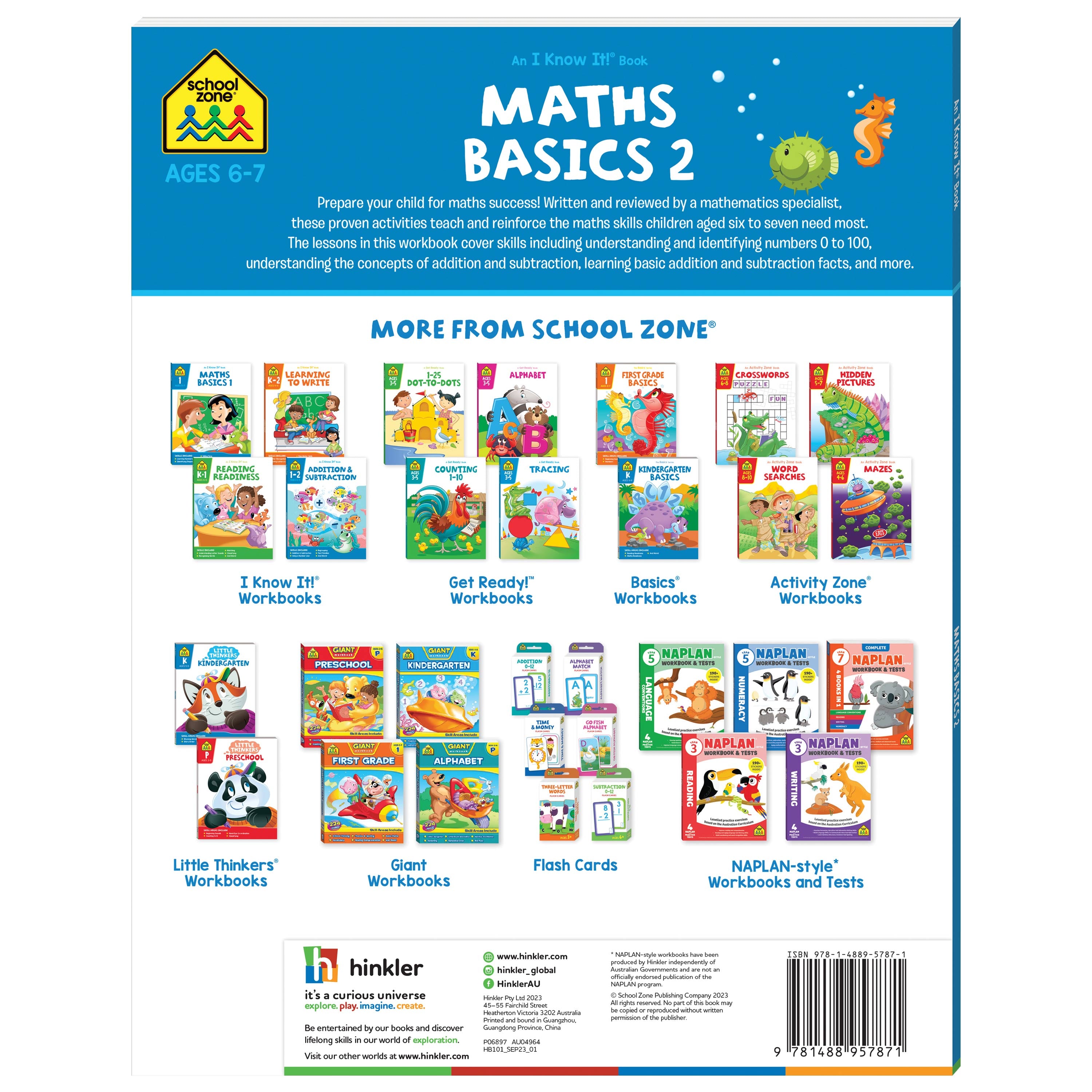 School Zone I Know It! Maths Basics 2 Workbook Ages 6-7