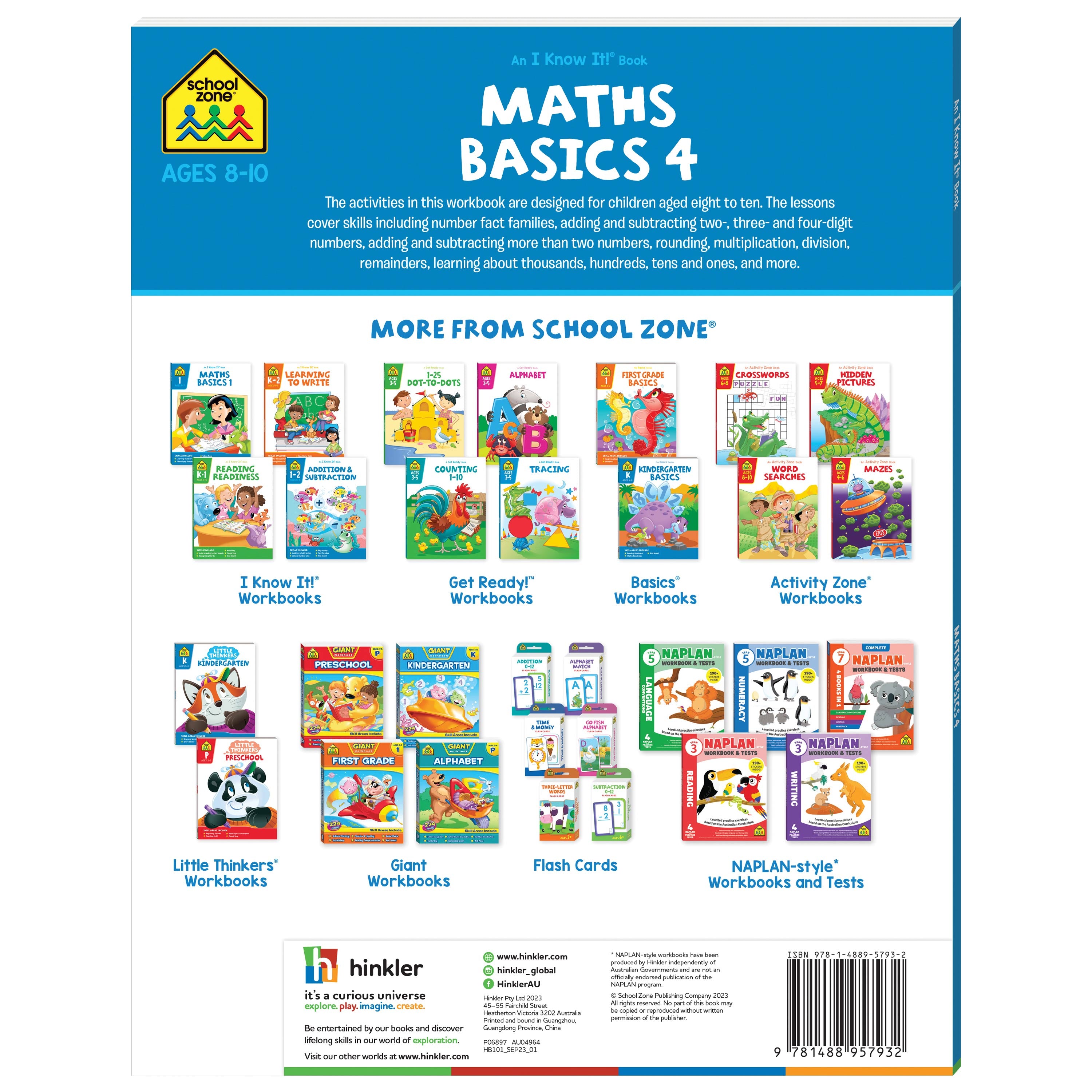 School Zone I Know It! Maths Basics 4 Workbook Ages 8-10