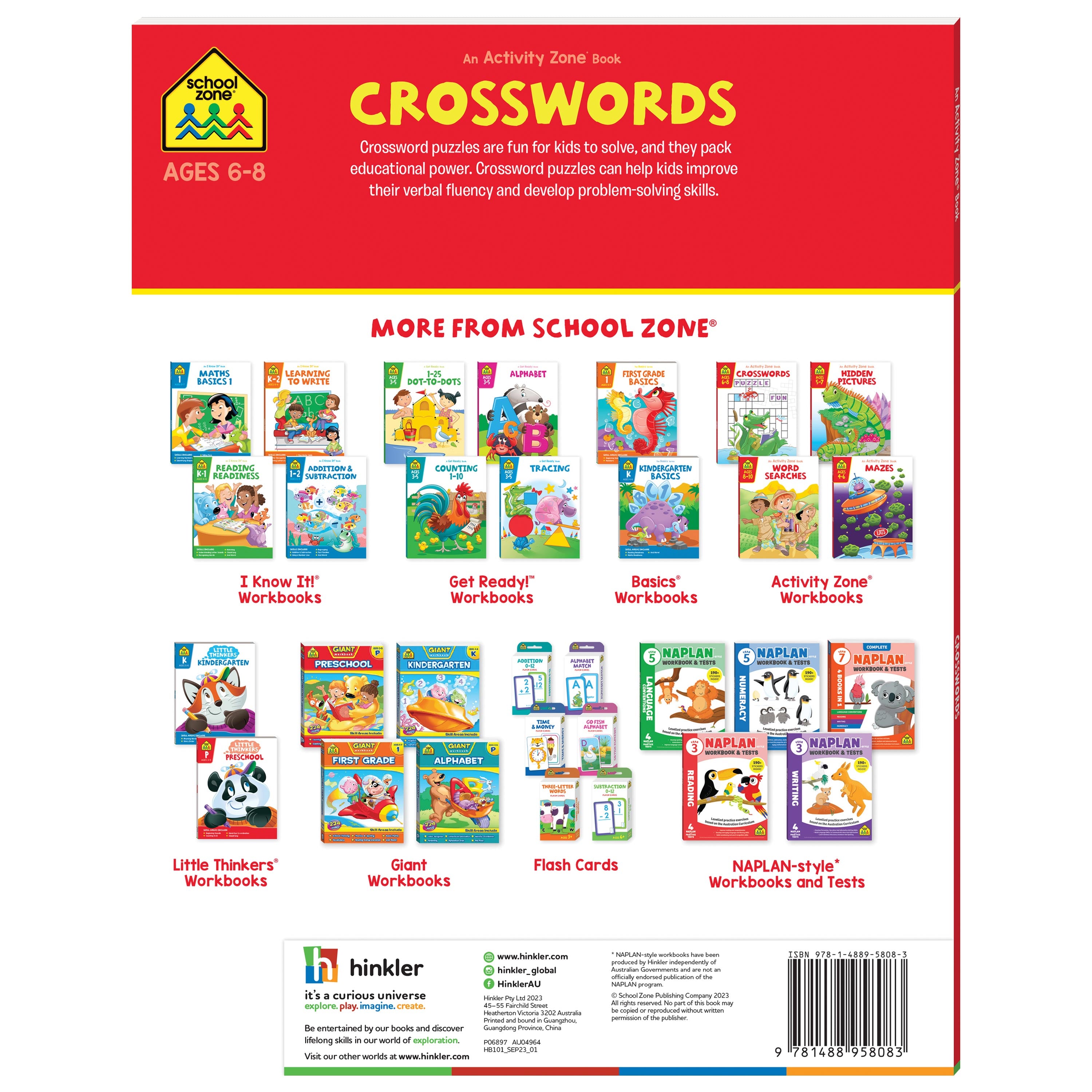 School Zone Activity Zone Crosswords Workbook Ages 8-10