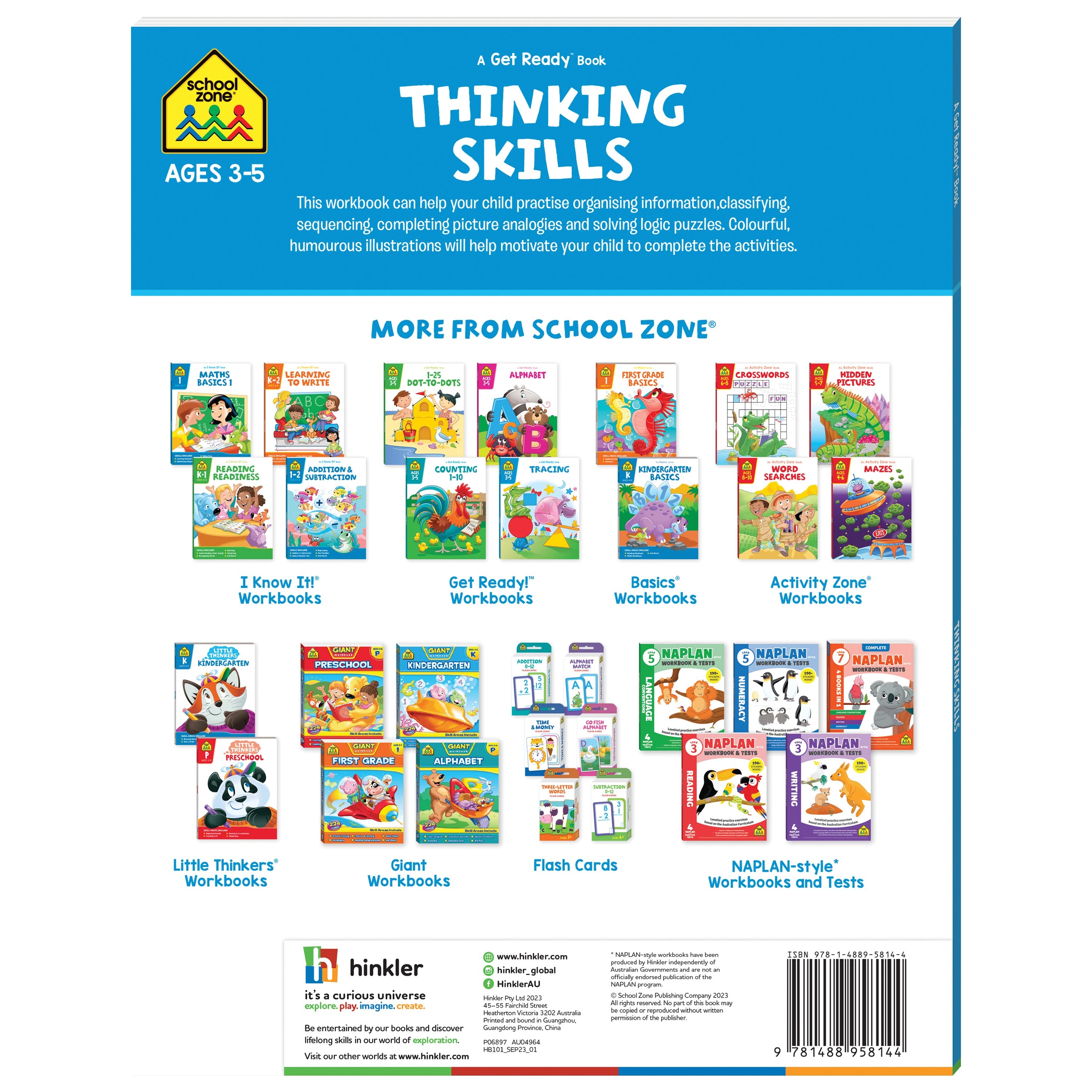 School Zone Get Ready Thinking Skills Workbook Ages 4-6