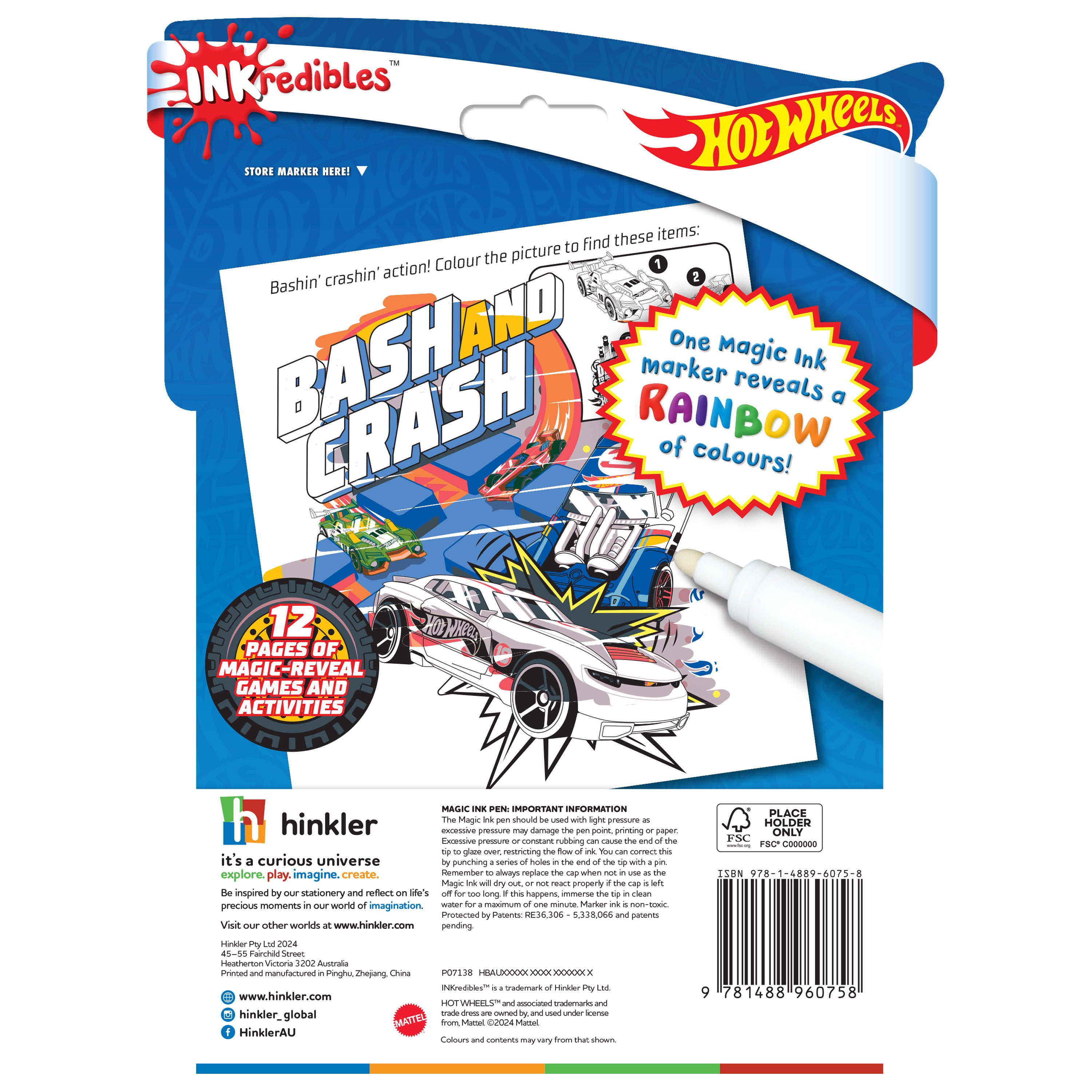 Inkredibles Hot Wheels Magic Ink Activity Book