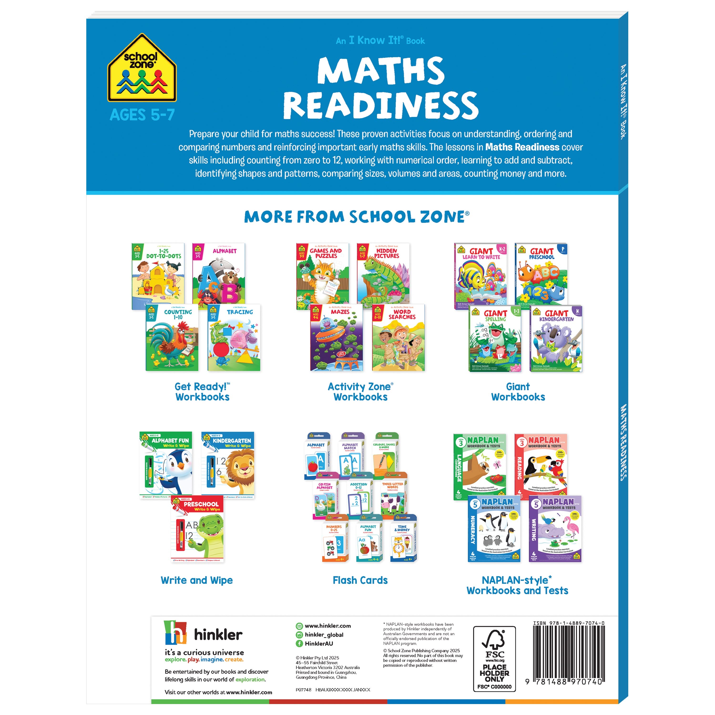 School Zone I Know It! Maths Readiness Workbook Ages 5-7