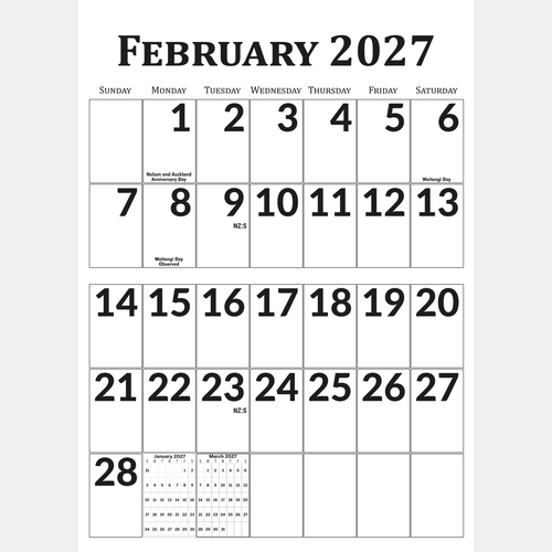 2027 Large Print Calendar