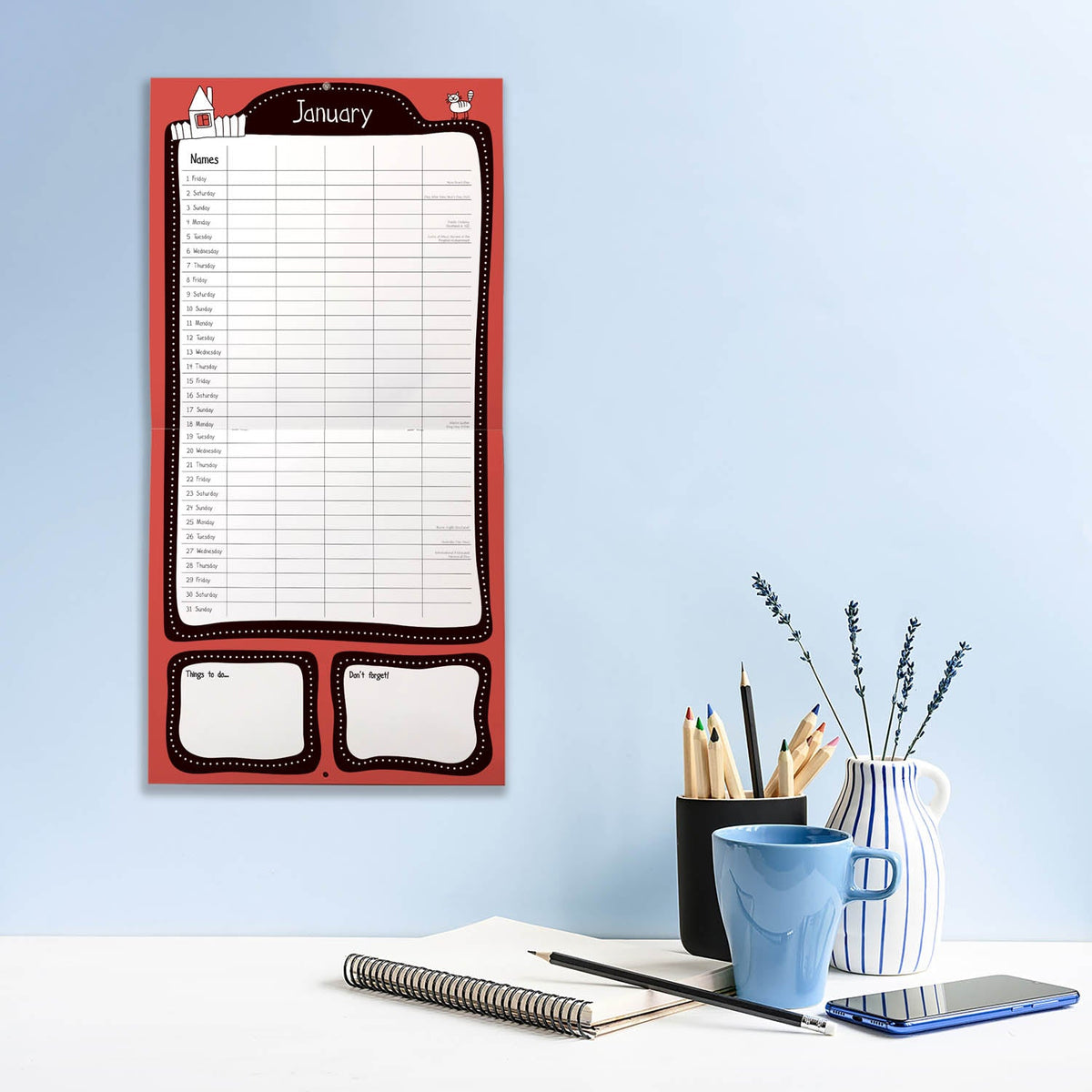 2027 Home Organiser Square Wall Calendar
