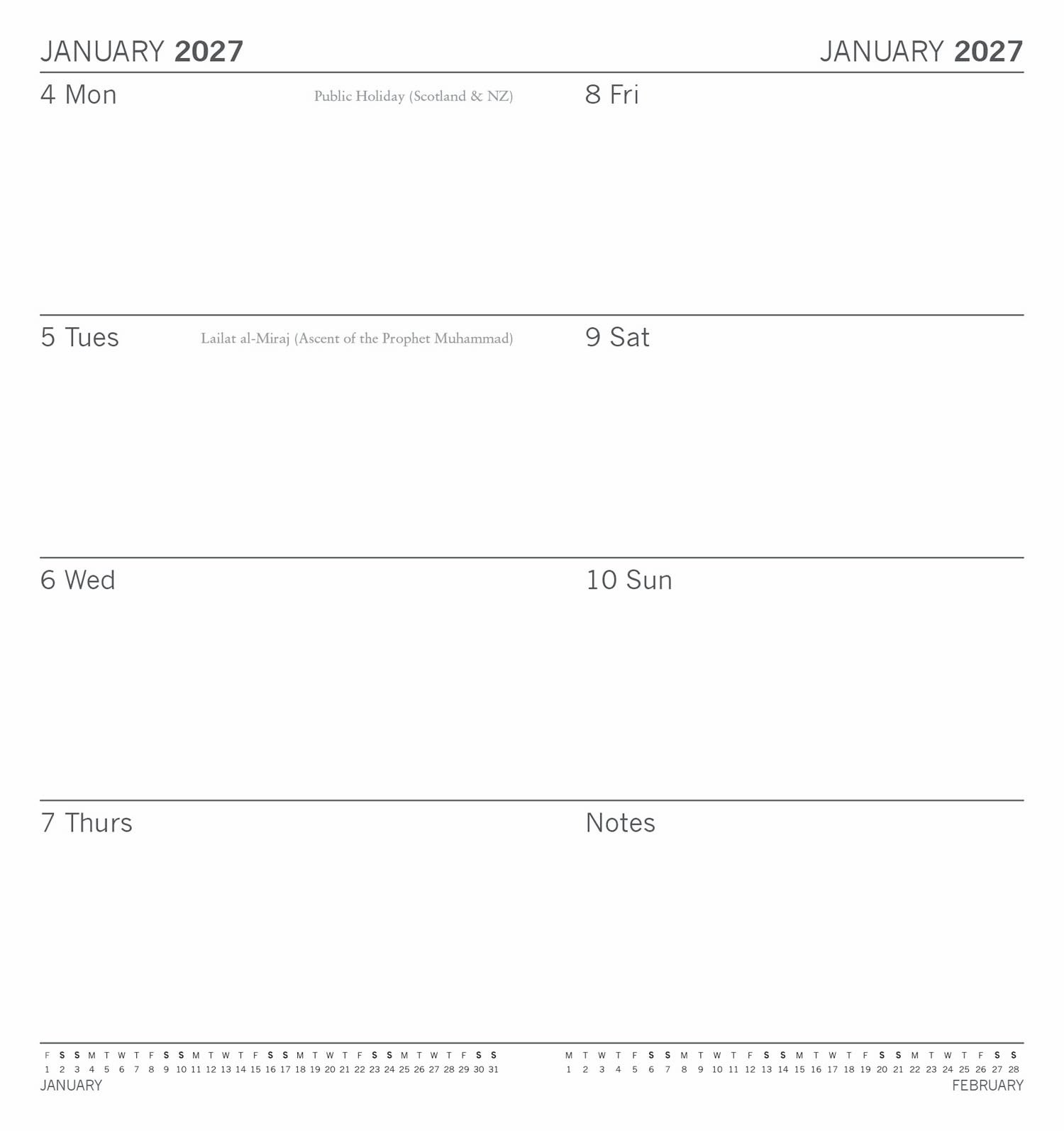 2027 Elegance Pocket Weekly Diary Planner