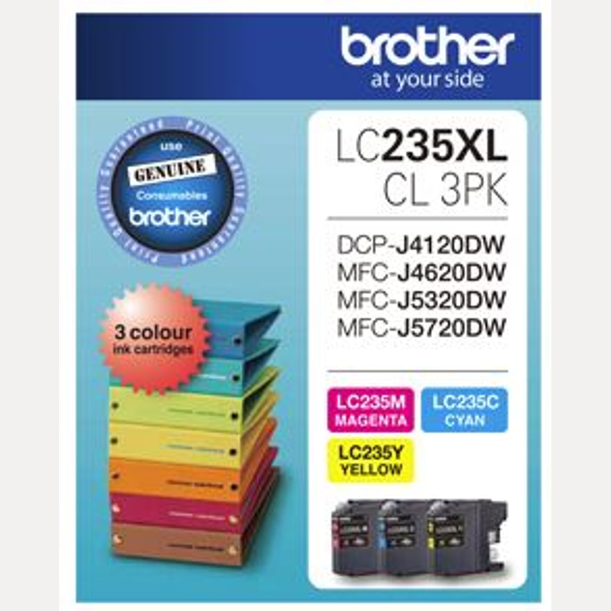 INK CART OEM BROTHER LC235XLCL3PK CMY COLOUR HIGH YIELD INK CARTRIDGE (TRIPLE PACK)