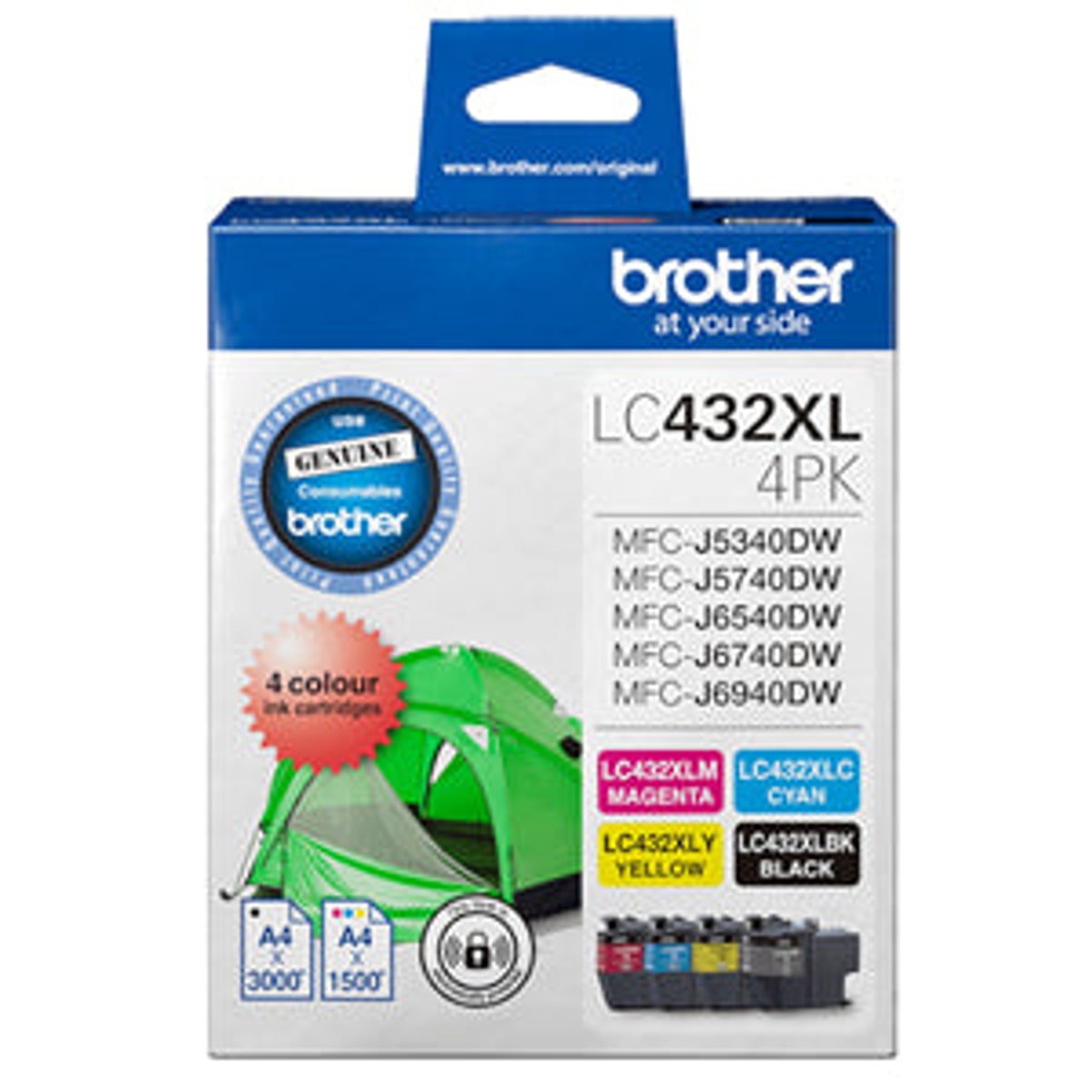 INK CART OEM BROTHER LC432XL4PKS 4-PACK HIGH YIEL INK CARTRIDGE (B/C/M/Y)