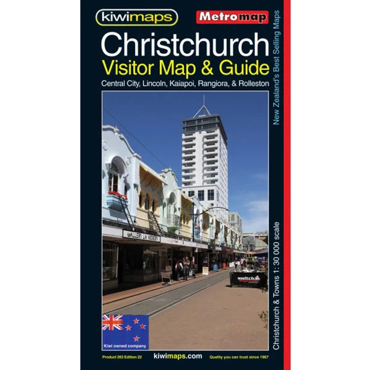 Kiwimaps Metromap Christchurch Visitor Map & Guide Map 263