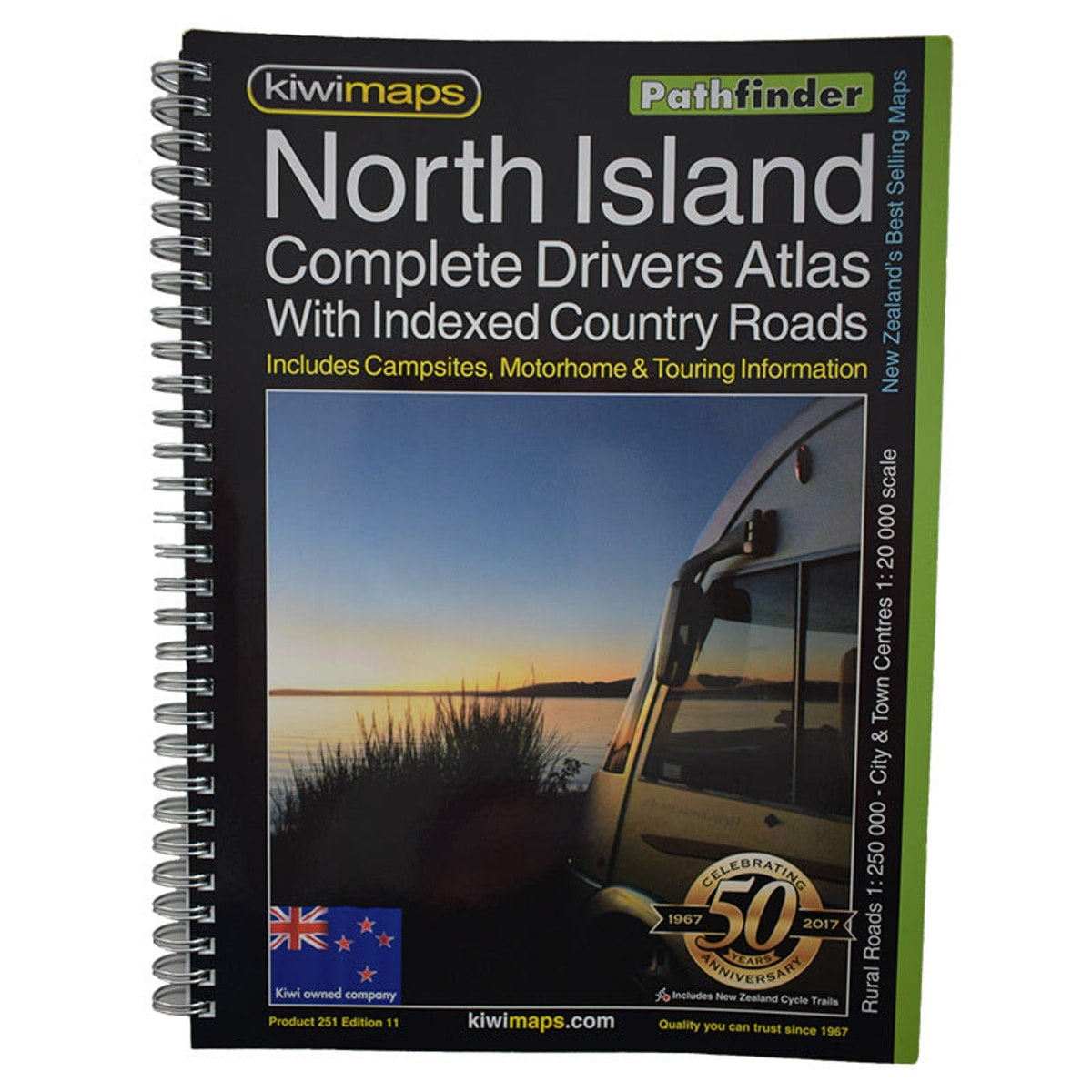 KiwiMaps North Island Complete Drivers Road Atlas Map 251