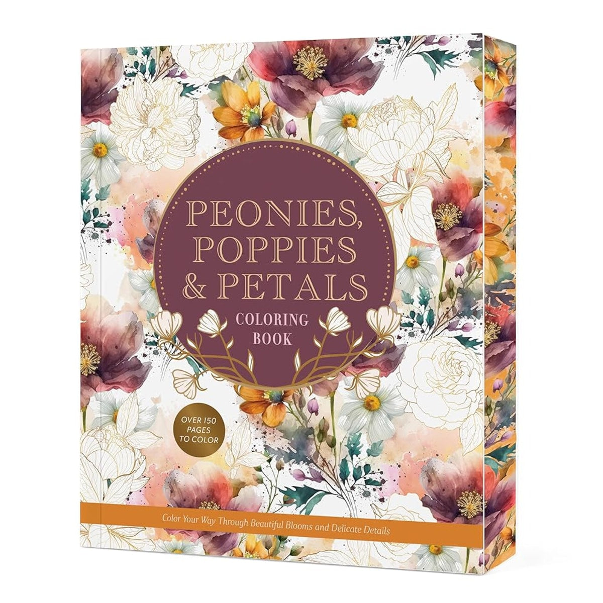 Peonies, Poppies & Petals Coloring Book: Color Your Way Through Beautiful Blooms and Delicate Details (Chartwell Deluxe Spredges Editions) cover image