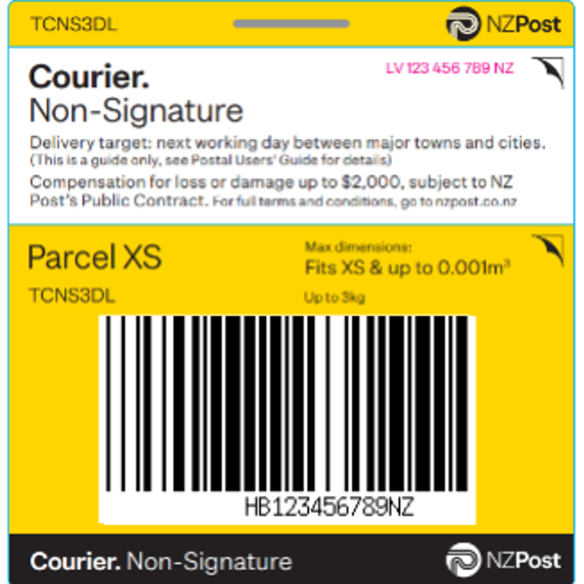 TICKET 3KG COURIER DL XS TCNS3DL